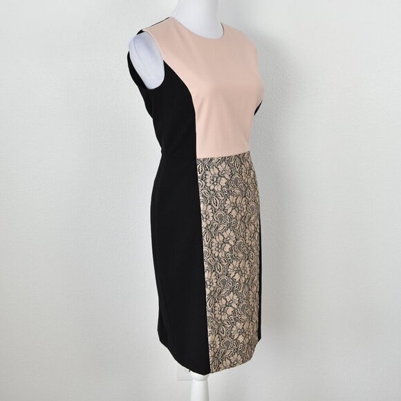 Calvin Klein Lace Color Block Sheath Dress - 6 - Picture 4 of 8